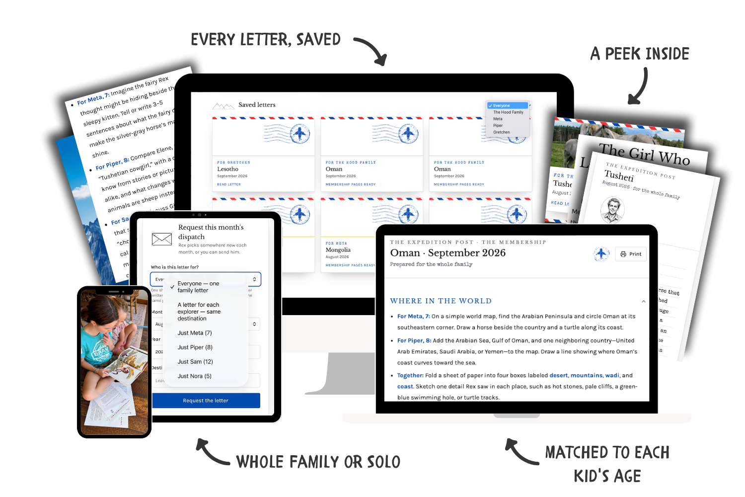 Preview of a Rex Wilder letter, member portal, and printable keepsakes